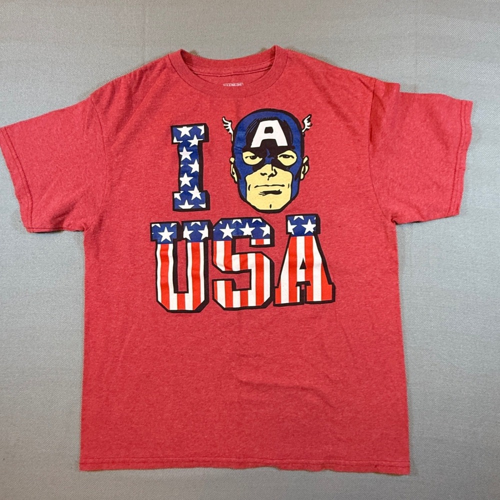 Marvel Captain America I Love USA Red Graphic T-Shirt Mens Large Avengers 2026